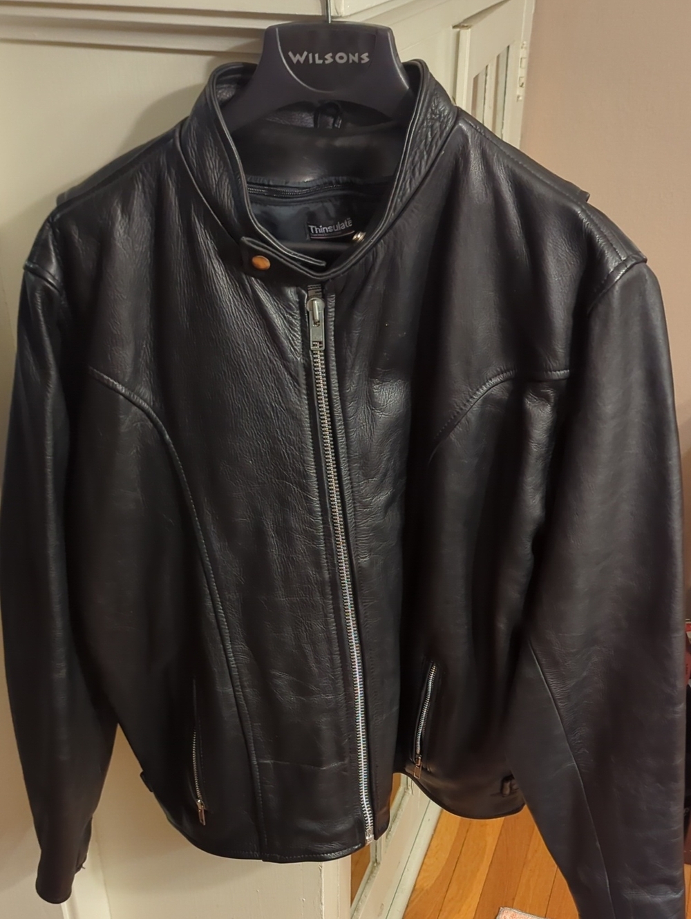 Vintage First Manufacturering Company Genuine Leather Motorcycle Jacket Size 50